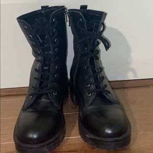 Steve Madden black leather combat boots